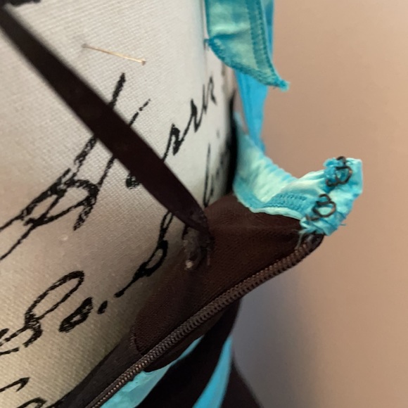 Bebe black & turquoise ruffled halter dress - Picture 11 of 13